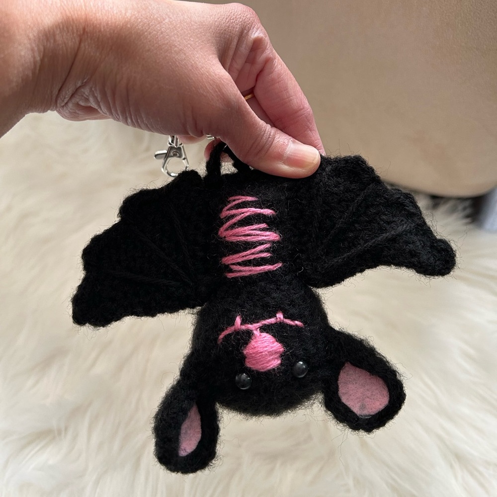 NEW Crochet Handmade One-of-a-kind Amigurumi Large Bat Keychain, Bag Accessory